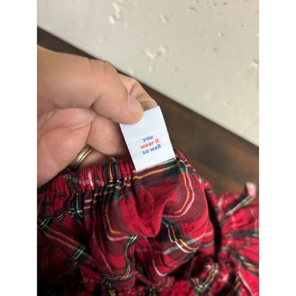 Old Navy Red Plaid Holiday Ruffle Sleeve Top | Size L | Festive V-Neck Blouse - Picture 4 of 7